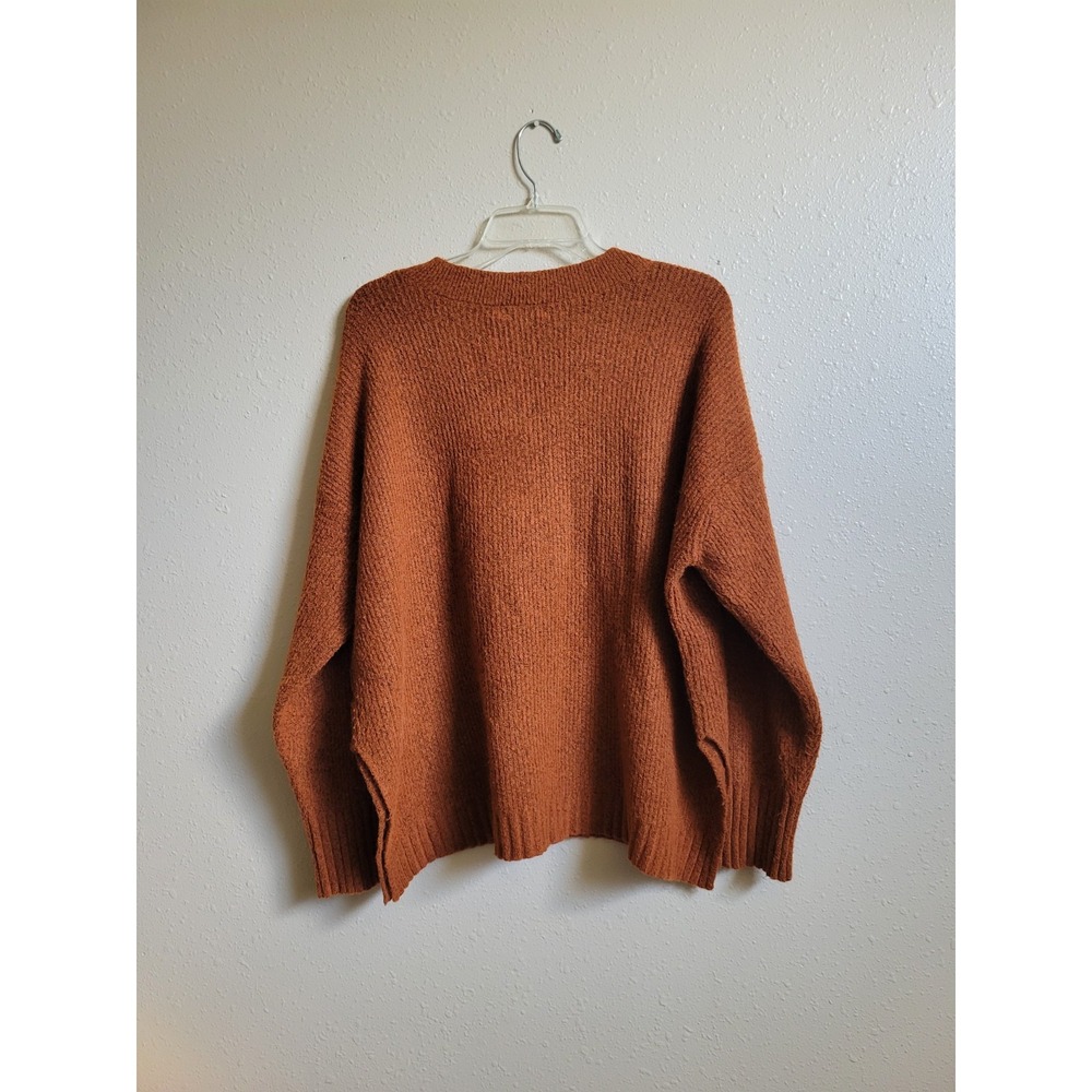 Free Assembly V-Neck Women's Sweater Knit Long Sleeves Orange/ Rust Size XL - Picture 4 of 11